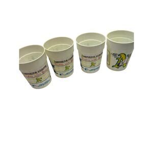 4x Vtg 1980s Oakland Athletics A's MLB Plastic Drink Cup All-Star Game Stomper